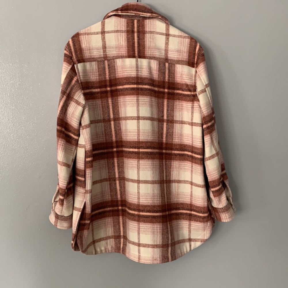 Fall Shacket - Pink - Cream Plaid - image 4
